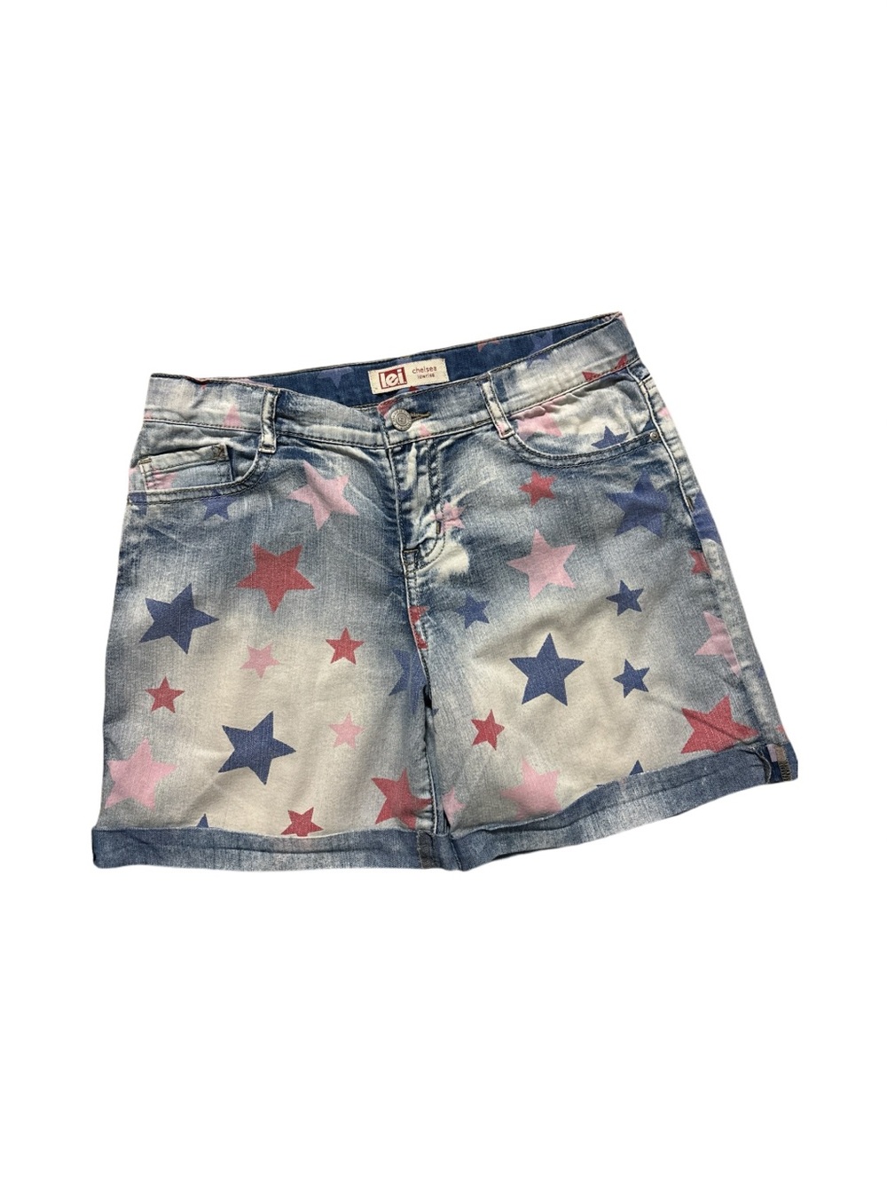 lei Girls Star-Print Shorts Y2K Patriotic Americana Blue Red Size Pink Size 16R